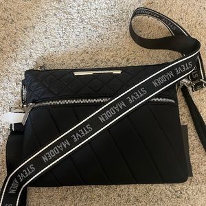 Steve Madden black quilted crossbody purse - brand new